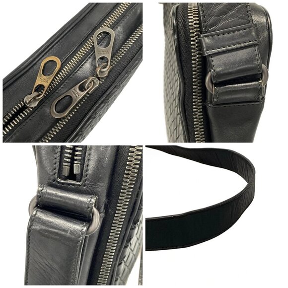 Auth BOTTEGA VENETA Intrecciato - Black Leather Shoulder Bag - Picture 11 of 14